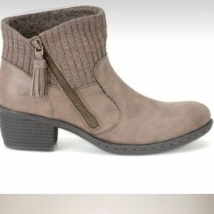 BOC Bendell Womens Brown Leather Side Zip Tassel Low Heel Ankle Boots Size 8 M
